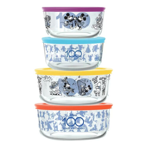 Pyrex Disney Glass Storage 8 Piece Set 100th Anniversary Commemorative