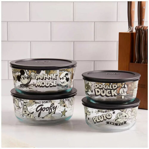 Pyrex Disney Glass Storage 8 Piece Set 100th Anniversary Vault Black