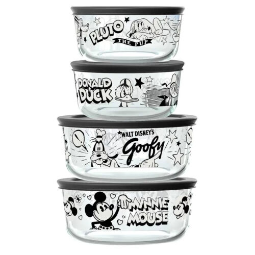 Pyrex Disney Glass Storage 8 Piece Set 100th Anniversary Vault Black