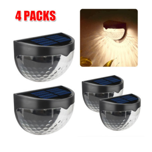 4PCS Solar Powered LED Wall Lights Door Fence Lights Outdoor Garden Lamp Light