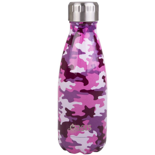 2 x Insulated Drink Bottle Stainless Steel Double Wall Thermo 350ml - Camo Pink