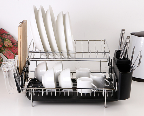 Dish Drying Rack Drainer Cup Plate Holder Cutlery Tray Kitchen Organiser