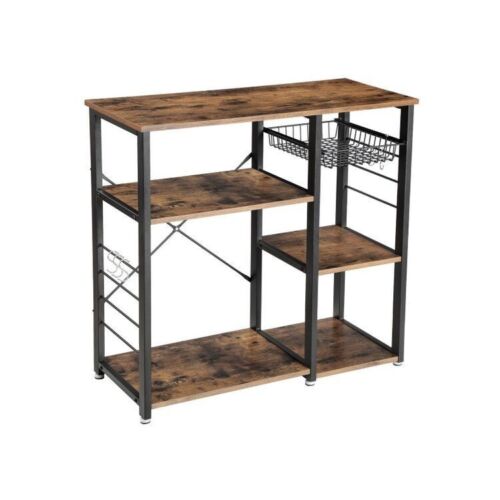 VASAGLE Kitchen Storage Shelves with Wire Basket and 6 S-Hooks