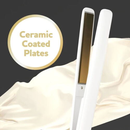Paris Glam Hair Straightener Ceramic Coating Swivel Cord Professional White