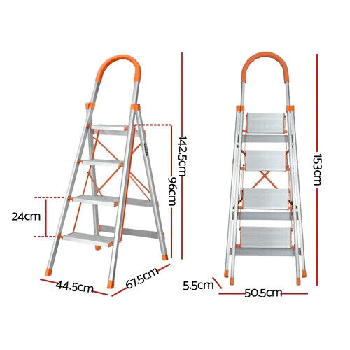 Giantz 4 Step Ladder Multi-Purpose Folding Aluminium Light Weight Non Slip Platform