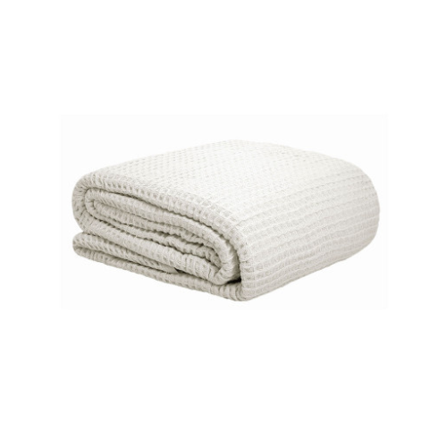 Cotton Waffle Blanket White Queen