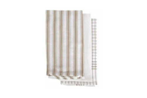 IDC Homewares Set of 3 Gardenia Cotton Tea Towels Taupe