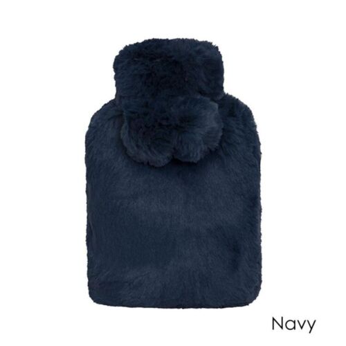 J.Elliot Home Amara Hot Water Bottle with Super Plush Faux Fur Cover Navy