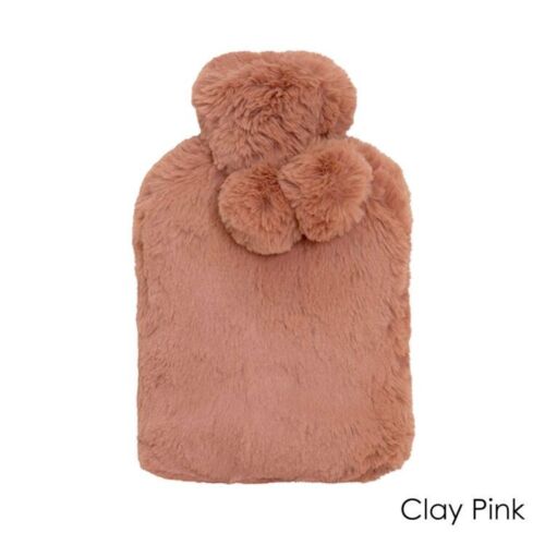 J.Elliot Home Amara Hot Water Bottle with Super Plush Faux Fur Cover Clay Pink