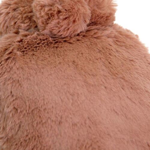 J.Elliot Home Amara Hot Water Bottle with Super Plush Faux Fur Cover Clay Pink