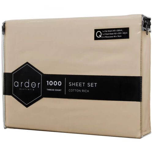 Ardor 1000 TC Cotton Rich Sheet Sets Queen Bed Stone