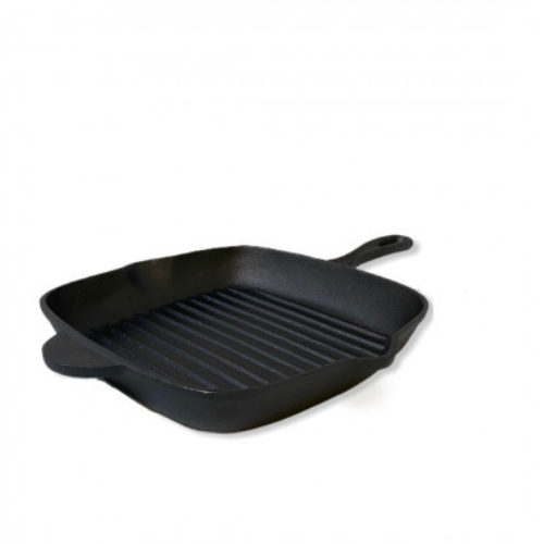 Cast Iron Barbecue Skillet Fry Griddle Pan Pre-Seasoned Oven Safe Grill Frypan