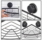 2 Pack Round Corner Shower Caddy Shelf Basket Rack with Premium Vacuum Suction Cup No-Drilling for Bathroom and Kitchen