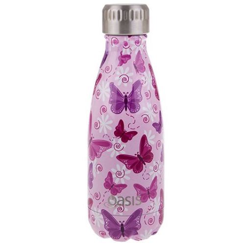 X2 Insulated Drink Bottle Stainless Steel Double Wall Thermal 350ml Butterflies