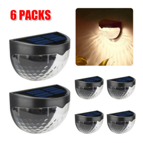 6PCS Solar Powered LED Wall Lights Door Fence Lights Outdoor Garden Lamp Light