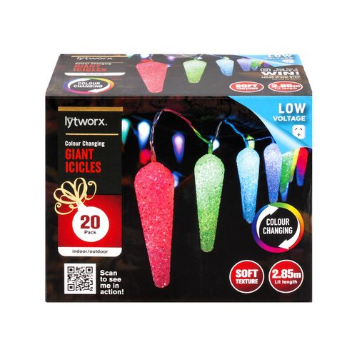 XMAS Christmas Lytworx 20 LED Colour Changing Giant Icicles