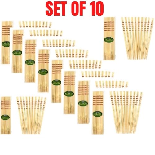 10x Bamboo Chopsticks Authentic Chinese Chopstick Reusable Pack of 10 Pairs