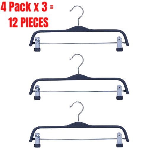 12 x Sunfresh Wooden Clip Clothes Hanger Metal Hook Pants Skirt Hangers - Black