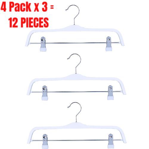 12 x Sunfresh Wooden Clip Clothes Hanger Metal Hook Pants Skirt Hangers - White