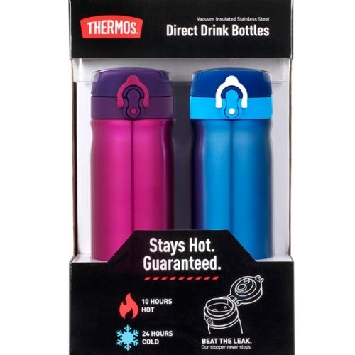 2 Pack 470ml Thermos Vacuum Insulated Direct Bottle Drink Double Wall Flask