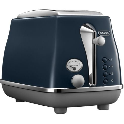 2 Slice Toaster DeLonghi 900W Extra Lift with Removable Crumb Tray - London Blue