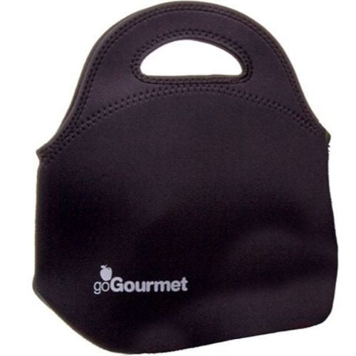 2 X Go Gourmet Lunch Tote Insulated Carry Bag Black Neoprene Handles Food W/ Zip