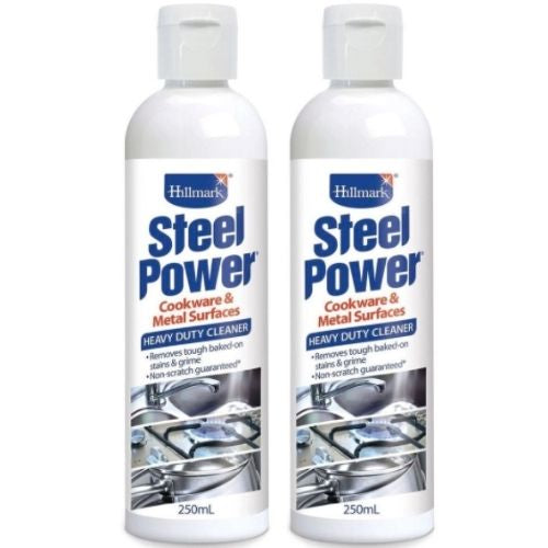 2 X Hillmark Steel Power Stainless Steel Cookware & Metal Surfaces Cleaner 250ml