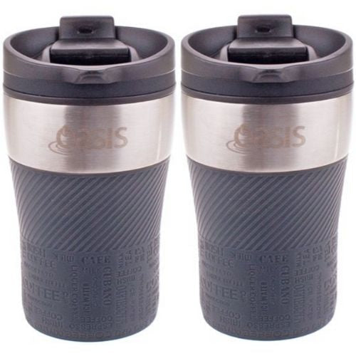 2X Insulated Cup 280ml Double Wall Leakproof Travel Mug W/ Lid - Charcoal Grey