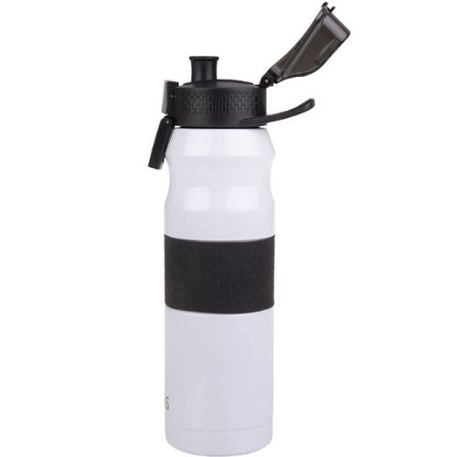 2 x Oasis Insulated Sports Bottle Flip-Top Lid Double Wall Stainless Steel 600ml White