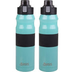 2 x Oasis Insulated Sports Bottle Flip-Top Lid Stainless Steel Flask 600ml - Spearmint