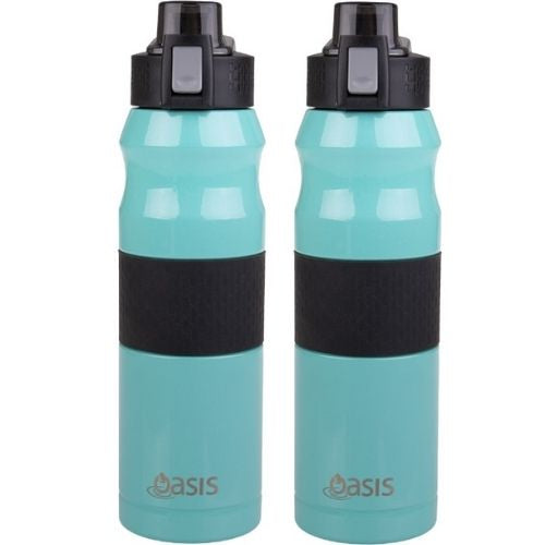 2 x Oasis Insulated Sports Bottle Flip-Top Lid Stainless Steel Flask 600ml - Spearmint