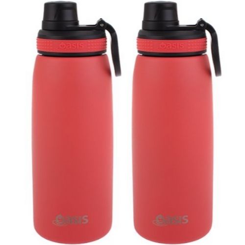 2 x Oasis Insulated Sports Bottle W/ Screw Cap Double Wall Stainless Steel 780ml Coral