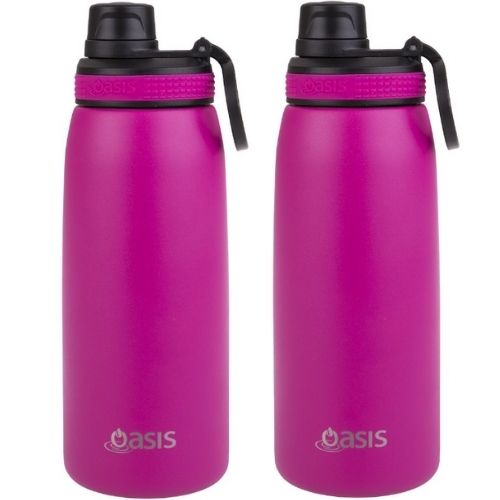 2 x Oasis Insulated Sports Bottle W/ Screw Cap Stainless Steel Oasis 780ml - Fuchsia