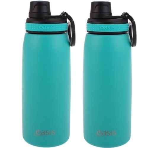 2 x Oasis Insulated Sports Bottle W/ Screw Cap Stainless Steel Oasis 780ml - Turquoise