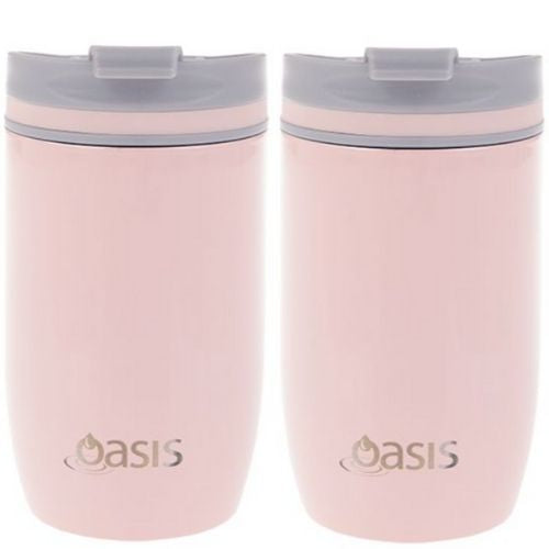 2 x Oasis Insulated Travel Cup 300ml - Soft Pink