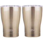 2 X Insulated Travel Double Wall Cup With Lid Stainless Steel 340ml - Champagne