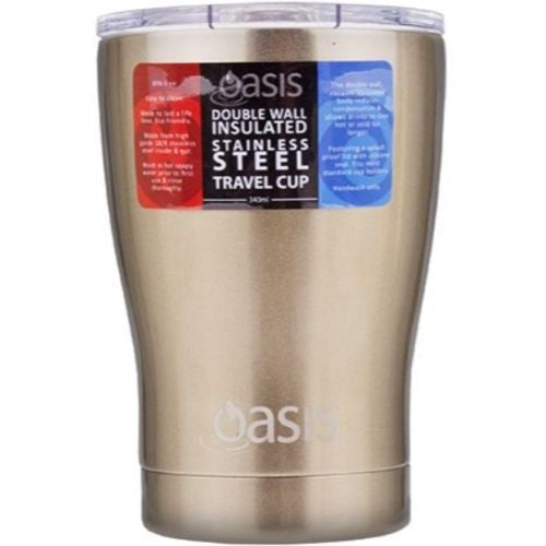 2 X Insulated Travel Double Wall Cup With Lid Stainless Steel 340ml - Champagne