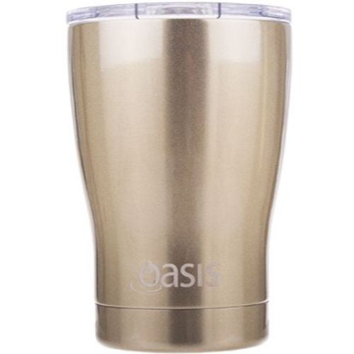 2 X Insulated Travel Double Wall Cup With Lid Stainless Steel 340ml - Champagne