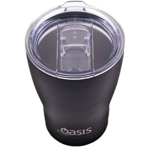 2 X Insulated Travel Double Wall Cup With Lid Stainless Steel 340ml Matte Black