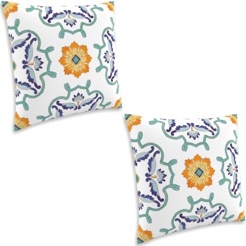 2 X Mojo Cushion Cover Throw Pillow Case 45x45cm, Capri White Design - Polyester