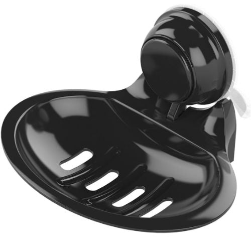 2 x Naleon Bathroom Suction Soap Dish Wall Mounted Soap Draining Tray - Black
