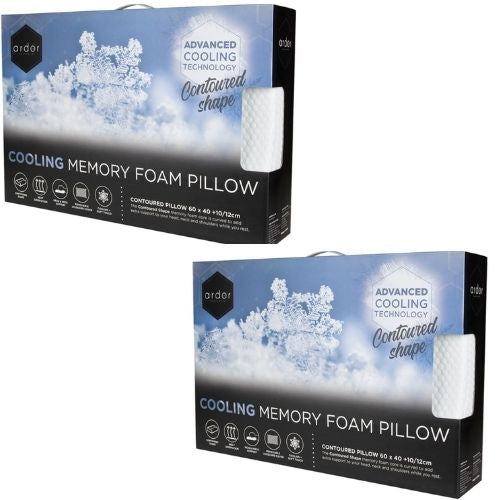 2 x Ardor Memory Foam Pillow Cooling Soft Touch, Contoured, Back & Neck Support