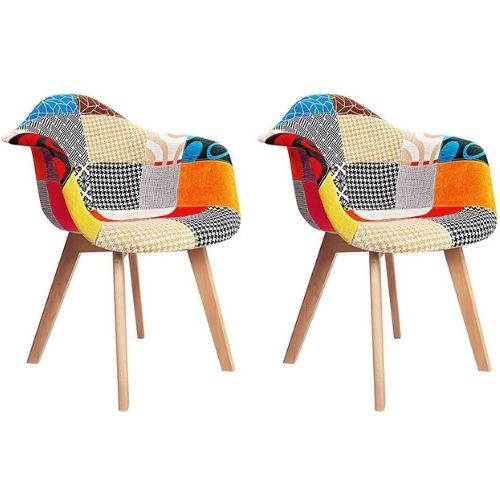 2x Artiss Fabric Dining Chairs Furniture Kitchen Living Room Chair Wooden Legs