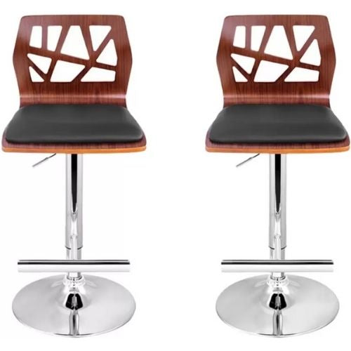 2x Artiss Kitchen Bar Stool Stainless Steel Stools PU Leather Swivel Chair Black