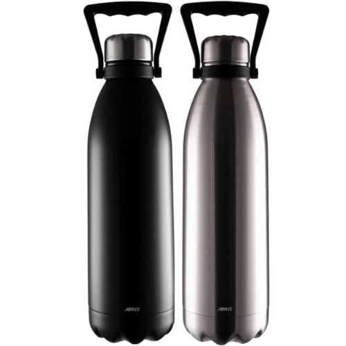 2 x Avanti Fluid Vacuum Bottle1.5L - Matte Black & Brushed Stainless Steel