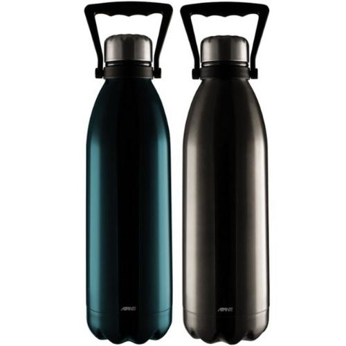 2 x Avanti Fluid Vacuum Insulated Double Walled Bottle1.5L Steel Blue & Gunmetal