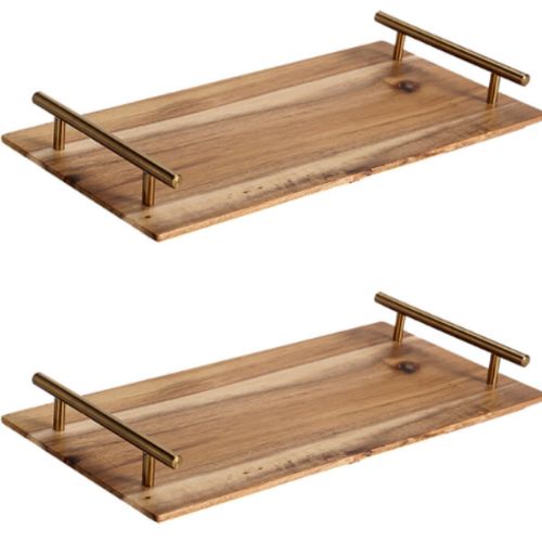 2 x Charcuterie Board Cheese Platter Rectangular Wooden Food Serving Tray 36cm