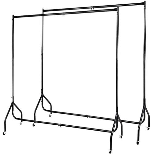 2 x Clothes Rack Metal Garment Coat Hanger Shelf Portable Display Rolling Stand