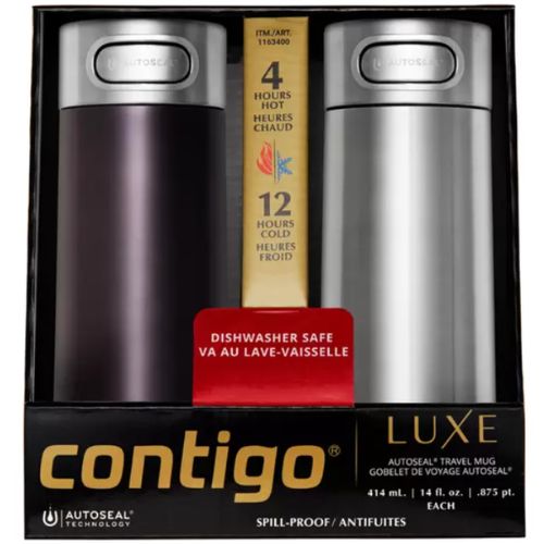 2x Contigo Autoseal Vacuum-Insulated Travel Mug 414 ml Dark Plum/Stainless Steel
