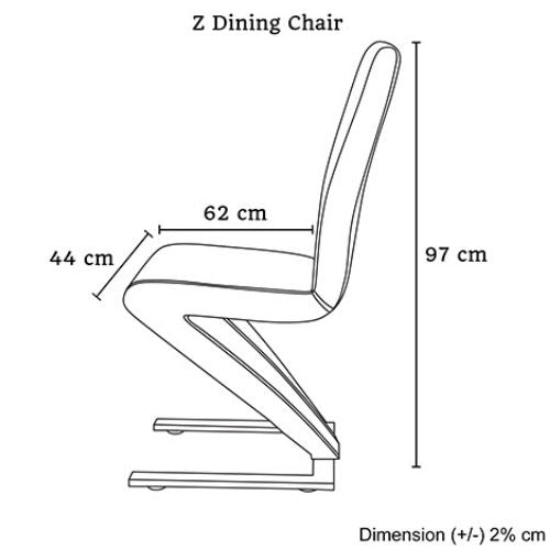 2x Dining Chairs Z Shape Black Leatherette Home Office Chair with Stainless Base